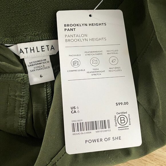 Athleta Brooklyn Heights Pants Size 6 Green Polyester Spandex NWT PT-2072 - Picture 8 of 13